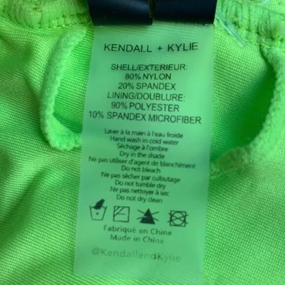 0331 NEW Kendall + Kylie Neon green Asymmetrical bikini set - Picture 9 of 9